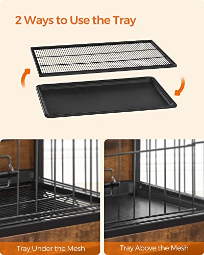 44.1" Dog Crate Furniture (Rustic Brown / 44.1"L x 29.5"W x 32.3"H)