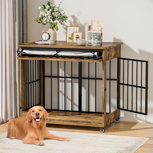 42" Large Dog Crate Furniture (Rustic Brown / 42.1"L x 30.0"W x 35.0"H)