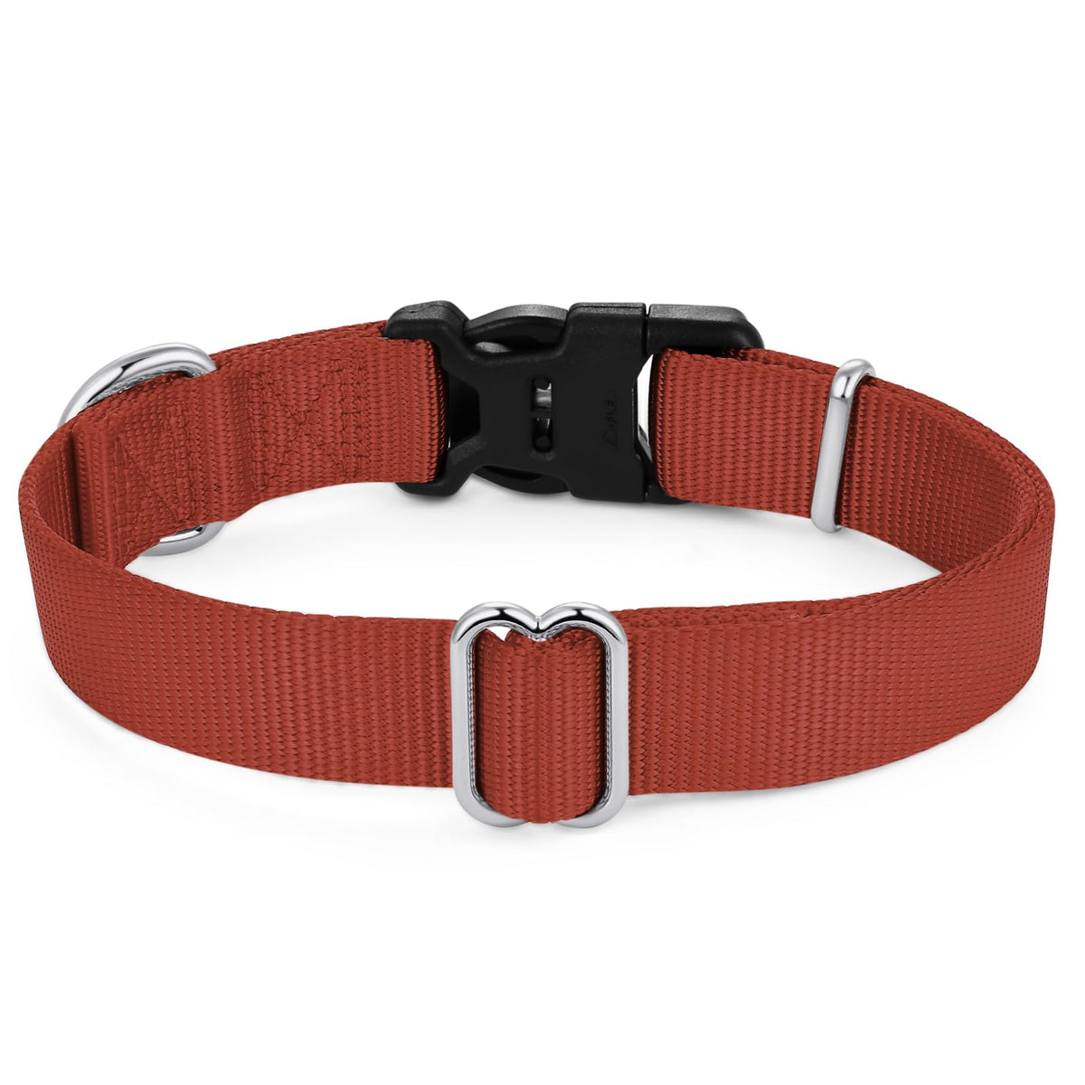 Nylon Dog Collar with Quick Release Buckle Soft Adjustable Sturdy for Small Medium Large Dogs Brick (Brick / L：17.5"-25.5")