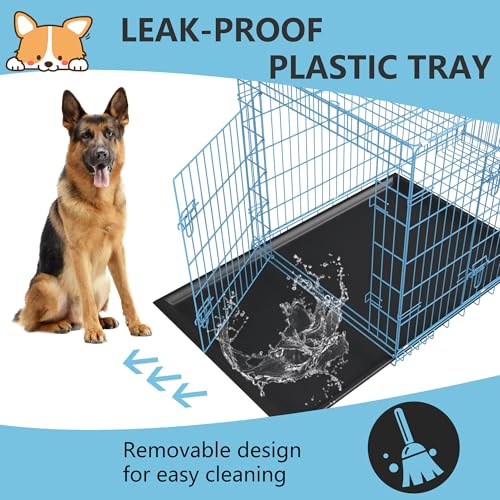 48" Foldable Metal Dog Crate (Blue)