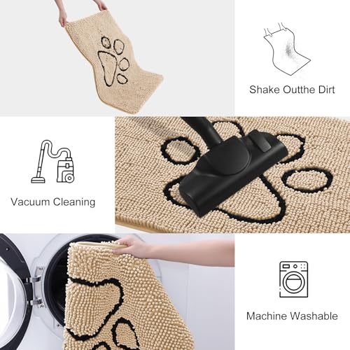 Dog Door Mat for Muddy Paws (36"X24" / Beige and Black)