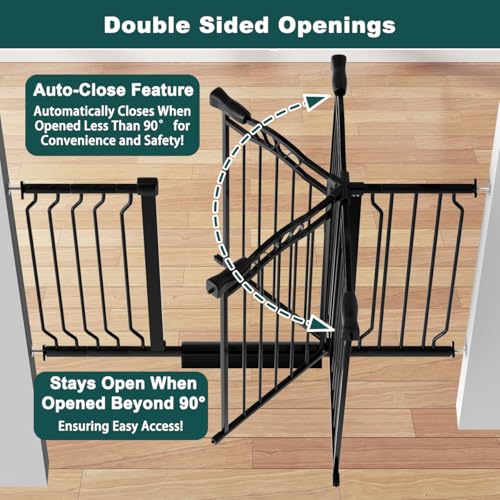 29.53 33.85 Inch Wide Baby Gate Pressure Mounted for Doorways (Black / 29.53"-33.85")