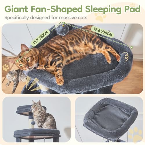 Cat Tree for Large Cats (Smoky Gray / 72 Inches)