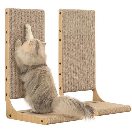 2-Pack L-Shaped Cat Scratching Board, Cardboard, 25.6" Tall (L) (Large 2PC (25.6'' tall))