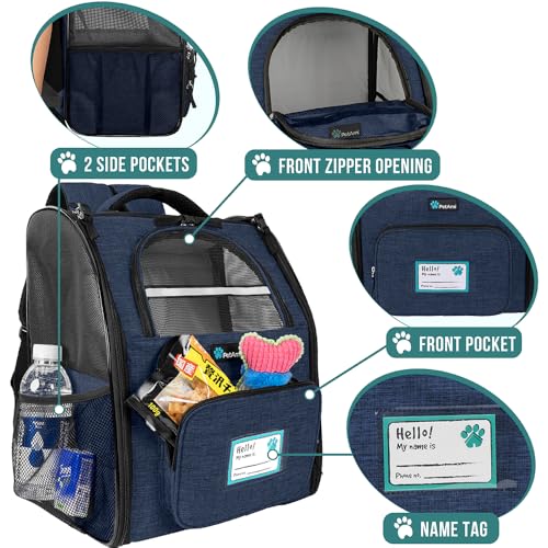 Dog Backpack Carrier Airline Approved Cat Pet Puppy Bag (Heather Navy)