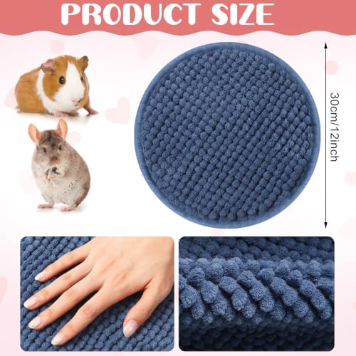4 Pcs Guinea Pig Cage Liner (Mixed Color / Diameter 12 Inch / Low Pile Chenille)