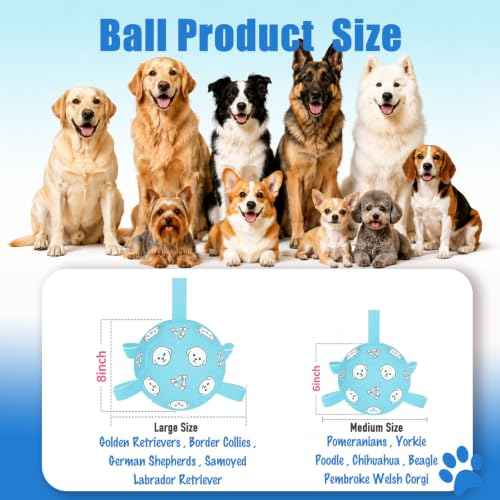 Dog Soccer Ball with Straps (Pale Blue / Medium-6 Inch)