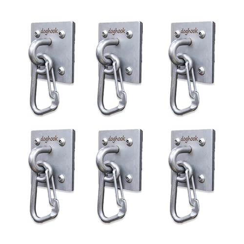 Canine Hitch Secure Dog Leash Parking Wall Large Hook with Clip 6 Pack (Large with Clip (6 pack))