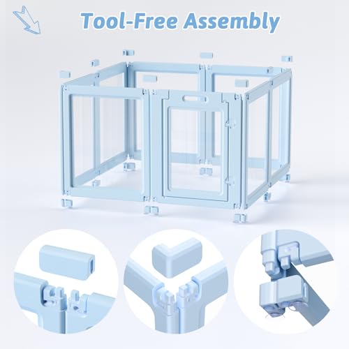 DIY Clear Acrylic Dog Playpen House (Sky Blue / 23.6"H)