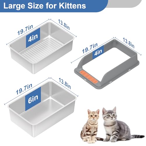 Stainless Steel Sifting Litter Box with Lid (L:19.7''×13.8''×10'')