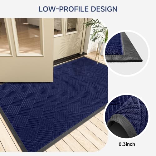 Front Door Mat (2' x 4' (Rectangular) / Blue Diamond)