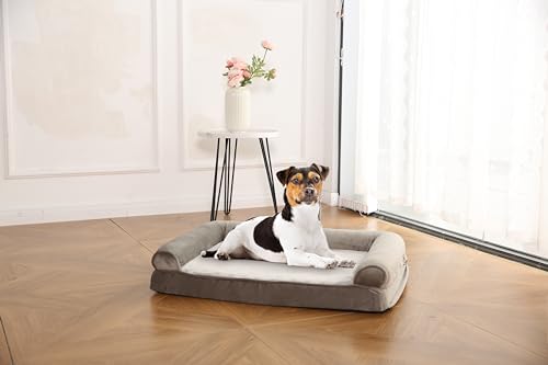 Dog Bed with Premium Foam (Sofa-Style Bed / Medium / Taupe)
