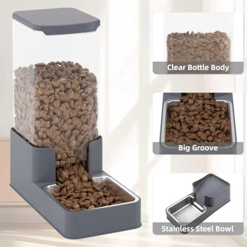 Automatic Cat Feeder and Water Dispenser in Set with Pet Food Bowl
