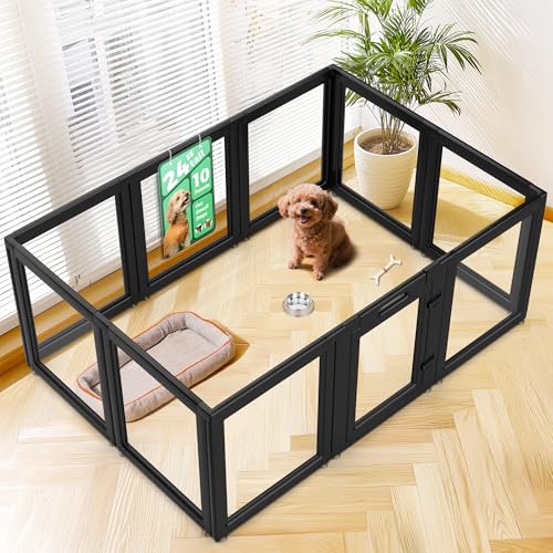 AuraSpace Clear Acrylic Indoor Dog Playpen (Black / 24"H)
