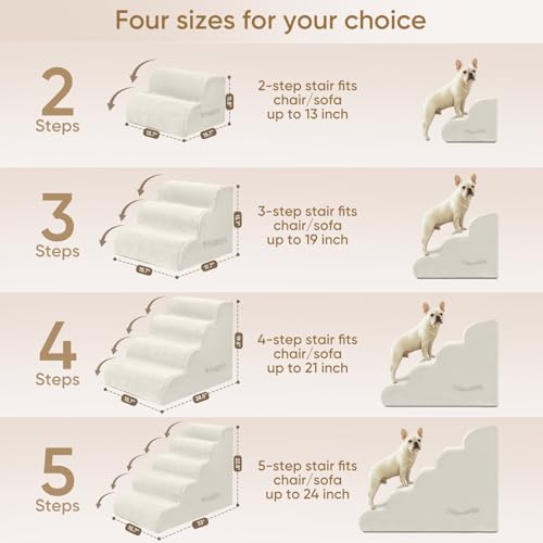 3 Step Pet Stairs for High Beds & Sofas (Beige / 3-step 15.7"H)