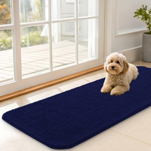 Dog Door Mat for Muddy Paws 47x17 (Navy Blue / 47" X 17")