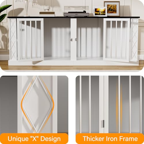 86.6" Double Dog Crate Furniture for 1 or 2 Dogs (White / 86.6"L x 23.6"W x 31.5"H)