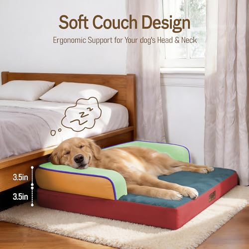 Orthopedic XL Dog Bed for Large and Extra Large Dogs (Mint Fiesta / 42"L x 30"W x 7.5"Th)