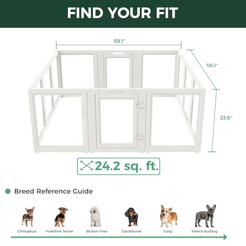 AuraSpace Clear Acrylic Indoor Dog Playpen (White / 24"H)