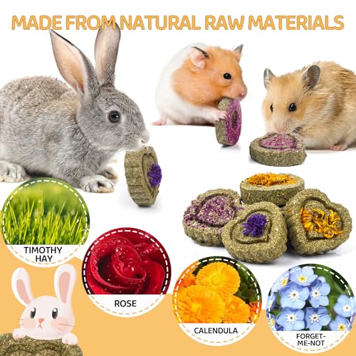 30PCS Guinea Pig Hay Grass Cake Food Set Natural Rabbit Chew Toys for Teeth (30Pack-grass cake)