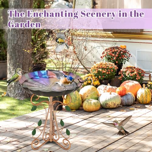 Metal Bird Bath for Outside (Colorful Gradient)