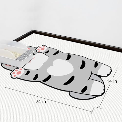 Cat Food Mats for Indoor 24"x14" Cat Feeding Bowl Mat Absorbent Quick Dry Mat Pet Feeding Mat (Light gray / 24"L x 14"W)