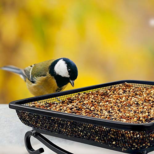 Ground Platform Bird Feeder Metal Seed Tray for Outside Garden Wild Bird Feeders with Drainage Holes Great Attracting for Birds and Squirrels (7x7 inches (2 pack))