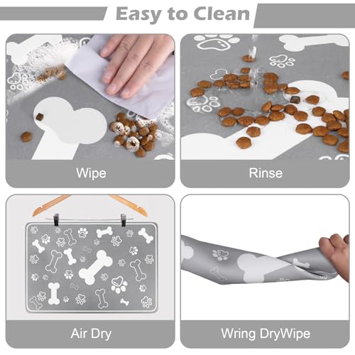 Pet Feeding Mat (24"L x 16"W / Square Grey)