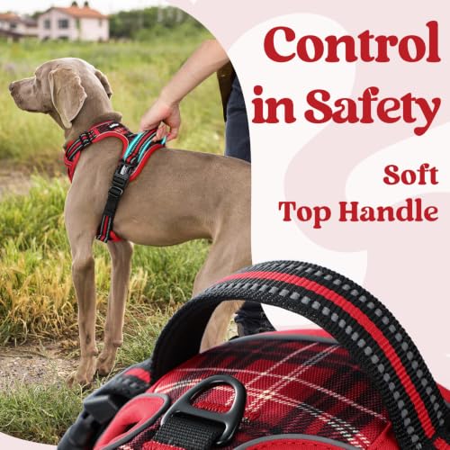 Dog Harness for Large (Red Plaid / Large)