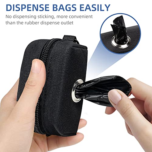 2 Pack Poop Bag Holder for Dogs and Cats Black Waste Bag Dispenser Poop Bag Pouch Dispenser with 2 Roll of Free Poop Bags for Leash Accessory Bicycle (Black + Black)