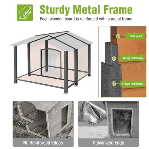 Heated Dog House for Outside Insulated Dog House Outdoor Weatherproof with Safe Heated Pad