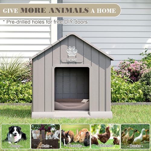 Dog House Outdoor Indoor (Grey / 31" L × 33.3" W × 33.5" H)