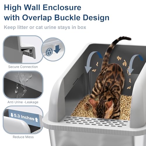 XL Stainless Steel Sifting Litter Box with Lid for Pine Pellets (X-Large)