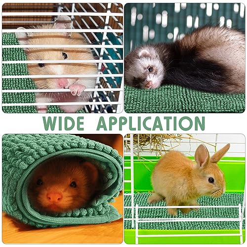 4 Pcs Guinea Pig Cage Liner (Dark Green / 16 x 24 Inch / Low Pile Chenille)