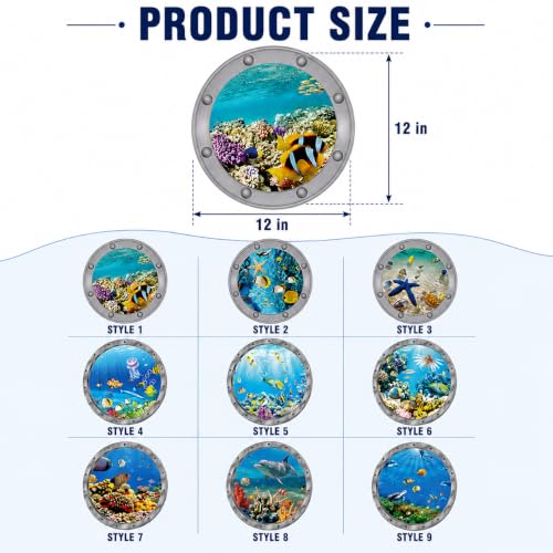 Ocean Animals World Under Sea Decor Turtles Dolphins Fishes Sharks Coral 9p (Blue 08)