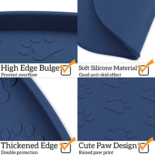 Dog Food Mat Spill (Navy Blue / 19"L x 12"W)