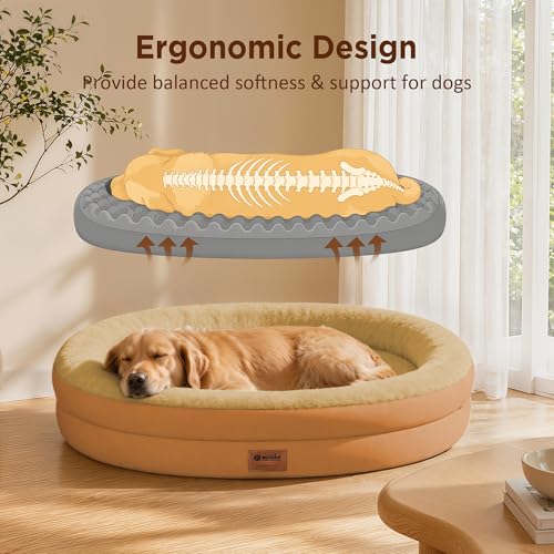 Waterproof Orthopedic Dog Bed for Extra Large Dogs (Orange / 48"L x 35"W x 7.5"Th)