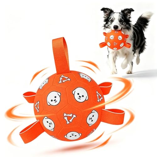 Dog Soccer Ball with Straps (Orange / Medium-6 Inch)
