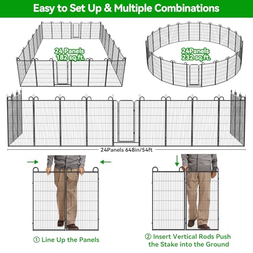 Dog Playpen Outdoor 24 Piece Panels Heavy Duty Dog Fence 47" (27"W x 47"H)