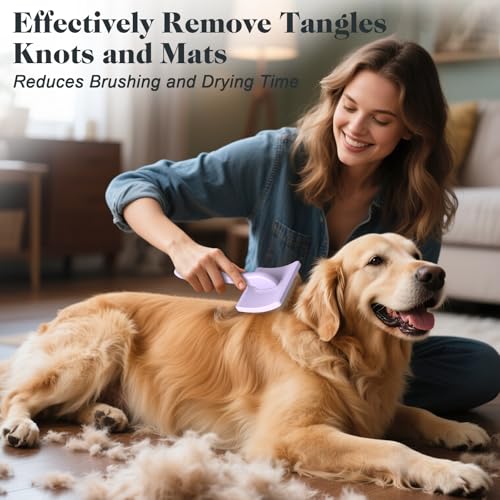 2PCS Slicker Brush for Dogs & Pet Comb (Light Purple / Large)