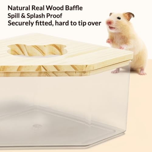 Clear Acrylic Hamster Sand Bath Box with Wood Lid Pet Sandbox (D Small)
