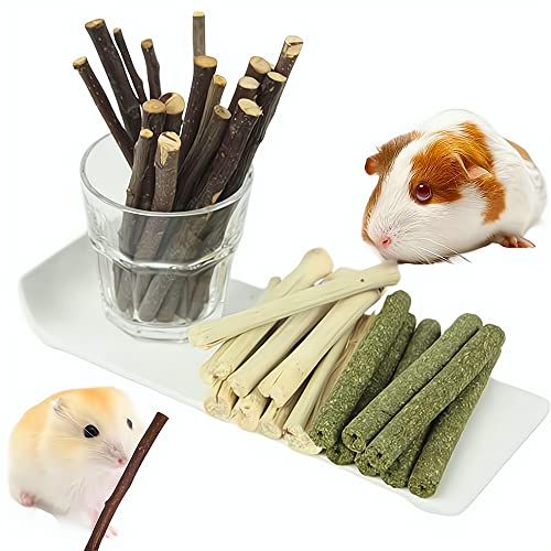 150g 3 Types of Combined Chew Toys Molar Sticks Sweet Bamboo Apple Branch Timothy Grass for Pets Chinchilla Squirrel Gerbil Hamster Squirrel Guinea Pigs (150g)
