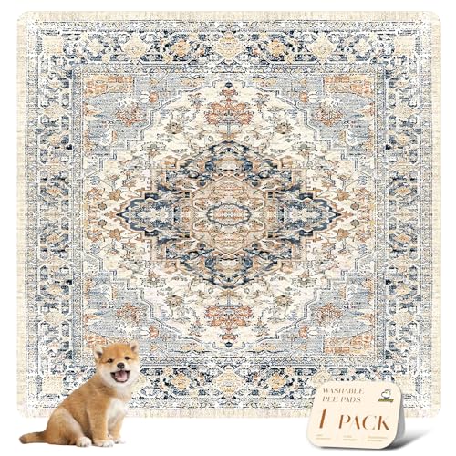 Washable Pee Pads for Dogs (72x72 Inch (Pack of 1) / Beige/Multi)