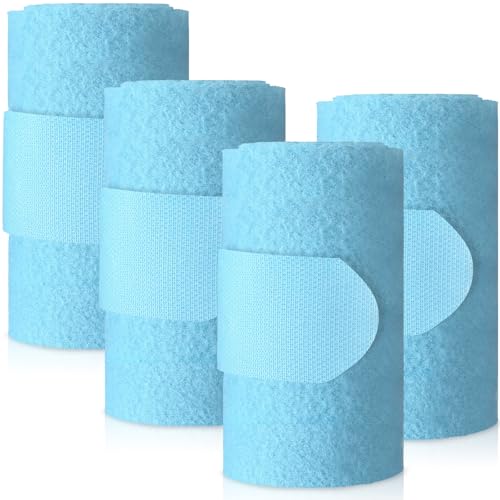 Set of 4 Horse No Bow Bandage 3D Contoured Standing Wrap Bandages Stable Nylon Horse Leg Wraps for Helping Prevent Horse from Tendon Damage and Keep Horses Clean and Safe (Light Blue)