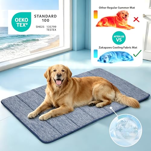 Dog Cooling Mat for Large Dogs (Wander Blue / 35"L x 23"W x 0.8"H)