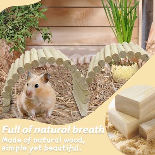 PIVBY 2PCS Wooden Hamster Ladder Bridge (2 PCS, Natural wood)