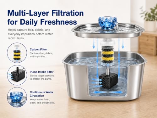 2.4 Gallon Stainless Steel Dog Water Fountain for Large Dogs