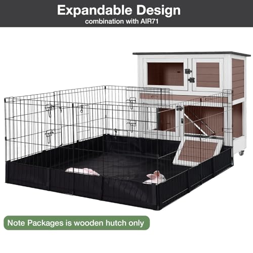 Rabbit Hutch Bunny Cage Wooden 2 (Brown-AIR77)