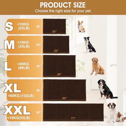 Dog Door Mat for Muddy Paws (Brown / 71" x 25")