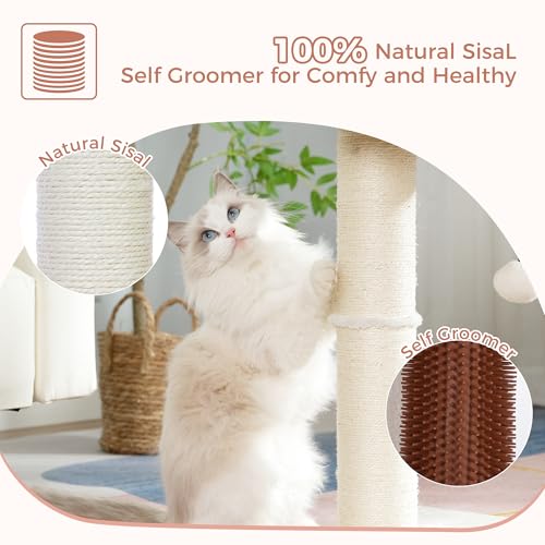 Cat Tree Tower for Large Cats Cat Scratching Post with Bed 20x16“ (Large / Beige)